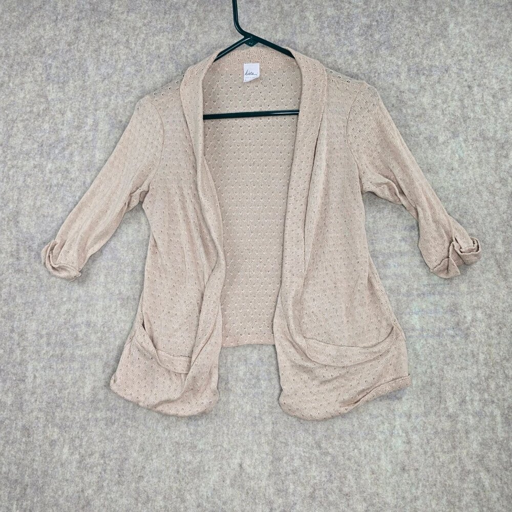 Kira Womens Open Front Lightweight Cardigan Beige Polyester/Rayon Knit Design